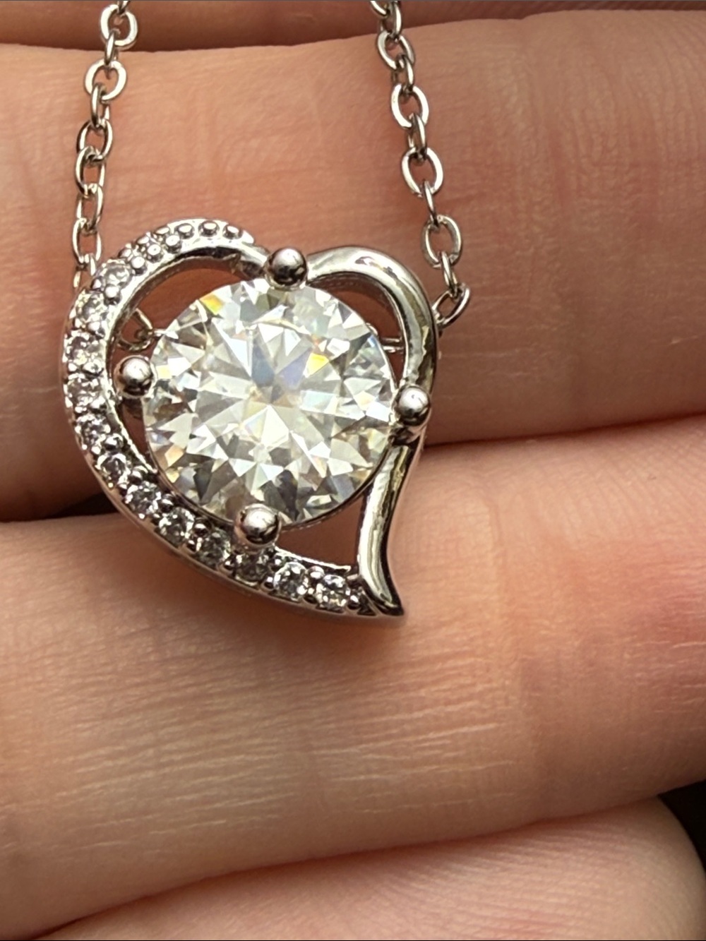 925 Sterling Silver Heart Pendant Necklace GRA CERTIFIED 3CT MOISSANITE DIAMOND